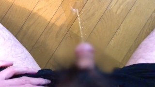 Pervert Japanese Man With His Cock Exposed And Peeing All Over The Floor #25