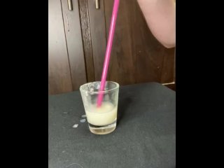 vertical video, cum dripping, cumshot, cum shot glass