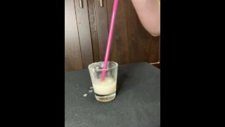 Using Wife’s Jeffree Star Straw to play with my cum, if she knew she’d go crazy!!