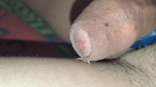 Precum dripping out my cock with closeup