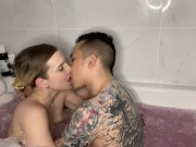 Preview 2 of AMWF Bath Time Footjob and Sloppy Cock Sucking with Big Dick Chinese Stud Full Movie On Onlyfans