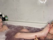 Preview 3 of AMWF Bath Time Footjob and Sloppy Cock Sucking with Big Dick Chinese Stud Full Movie On Onlyfans