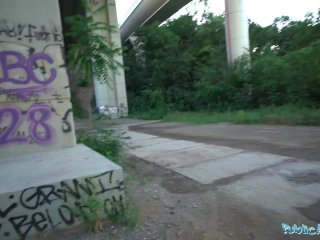 Public Agent Kiara Flow shows_of her sexy long_legs and fucks outside in public