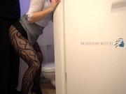 Preview 2 of Boss catches sexy secretary on the office restroom - secret sex without protection
