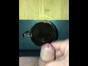 Preview 4 of I needed some Cream for my Coffee so I milked my own cock into my cup drinking my own cum