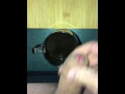 Preview 5 of I needed some Cream for my Coffee so I milked my own cock into my cup drinking my own cum