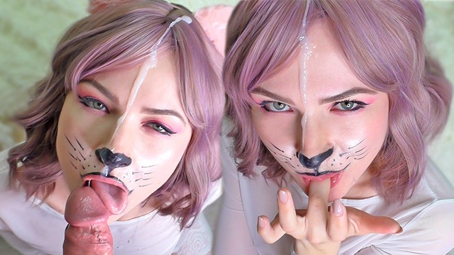 Подруга сосет мой член крупным планом - Facial