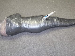 Harley Quinn wrapped in layers of mummification bondage_then teased with_a wand & made to cum