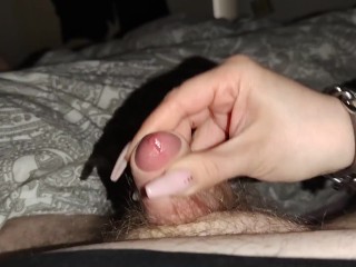 I Gave his Small Cock a Helping Hand Handjob with my Long Nails *huge Cumshot*