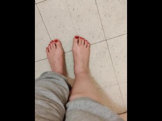 feet, solo female, red nails, amateur