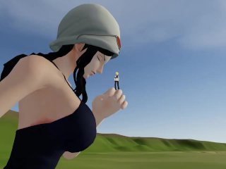 animation, giantess growth, breast expansion, grow