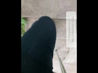 Amputee guy climbing stairs