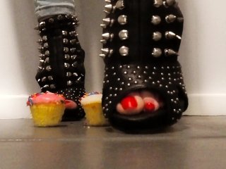 Cup cake food crush with spikey high heels