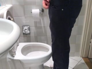 amateur, public toilet, red head, pissing