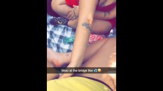 playing with her pussy at a public bridge 