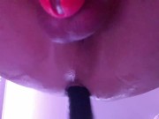 Preview 2 of BBC dildo fucking machine whilst in chastity with DAP