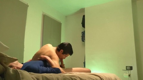 Straight guy first gay bj and cum 