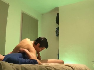 Straight Guy first Gay BJ and Cum