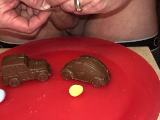 FOOD PORN / CUM EATING: The Easter Bunny left me some chocolates to cover in Cum and eat so I did