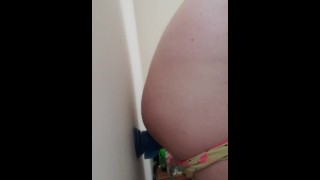 Bi sexual husband uses thick suction dildo to gape ass
