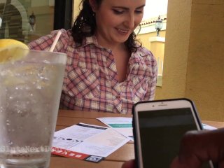 Making her cum her publicly with remote_vibrator under thetable