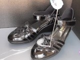 Shoe fetishism Ejaculate in black sandals
