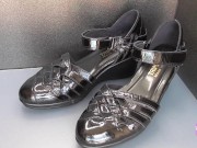 Preview 1 of Shoe fetishism Ejaculate in black sandals