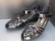 Preview 2 of Shoe fetishism Ejaculate in black sandals