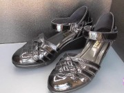Preview 6 of Shoe fetishism Ejaculate in black sandals