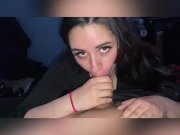 Preview 2 of HOT EYE CONTACT BLOWJOB BEFORE SEXY LATINA TAKES A THICK COCK AND HUGE CUMSHOT