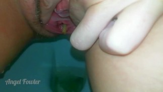 Tik Tok Pee with menstrual cup inside my pussy in the toilet for disabled at the airport