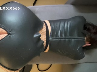 German Latex girl get her Extreme Tight Pierced Hairy Pussy Fucked andCum in pussy