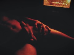 HOT oiled guy masturbate next to the fireplace OIL body CUM