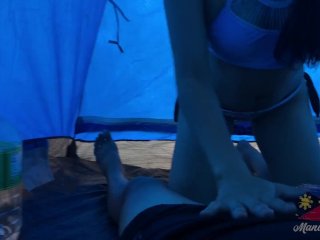 camping fuck, amateur, female orgasm, small tits