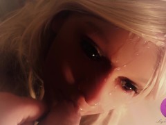 Hot Blonde Real Doll gets fantastic Facial (4K)