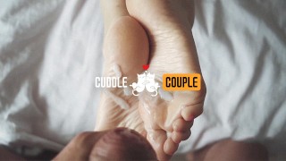 Cuddle Couple's footjob handjob cumpilation