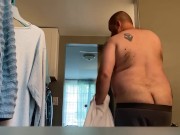 Preview 1 of Fat guy getting ready for shower