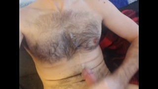 cumming on my hairy chest