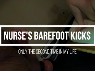 Barefoot Ball Kicks - Patient on his Knees - Nurse Myste - Ballbusting CBT Femdom