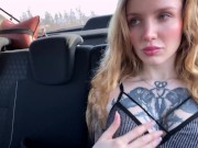 Preview 2 of Hot Cutie Masturbates Pussy In Taxi Driver And Gets Orgasm