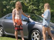 Preview 4 of XXX Wet Nympho Offers Stranger Car Wash, Gets Downright Filthy - Sterling Silver & Memphos