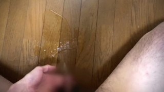 An obscene Japanese man who leaks pee on the floor immediately after ejaculation [# 48]