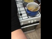 Preview 1 of My girlfriend practises cooking while i fuck her