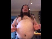 370 lb Gainer suspenders show off, gainer shake recipe, and round belly tips
