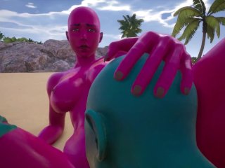 Blue Alien_Fucks Pink_Alien on a Beach