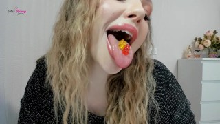Tongue And Mouth Tease With Gummy Bears