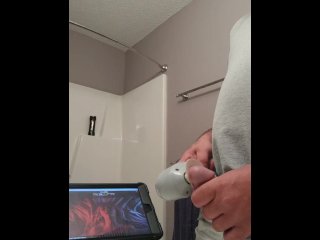 almost caught, solo guy, cumshot, wanking