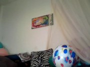 Preview 2 of Live Looner Balloon Play Paddling my Ass pink on my big balloons B2p Sit2pop & Humping big balloons