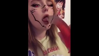 Ahegao Slut Onlyfãs Provocam Dildo Chupando Lindos Peitões De Gengibre