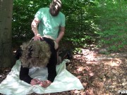 Preview 1 of Jessica gets multiply creampied by 3 guys in the woods